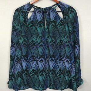 Ecote Urban Outfitters Top Women's Medium Multicolor Boho Cutout Blouse L/S